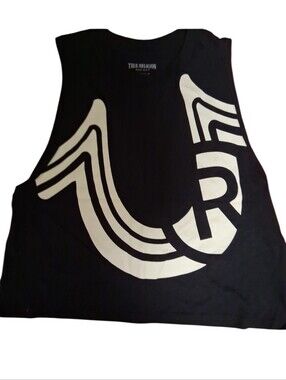 True Religion Black Tank with Bold White Graphic Logo